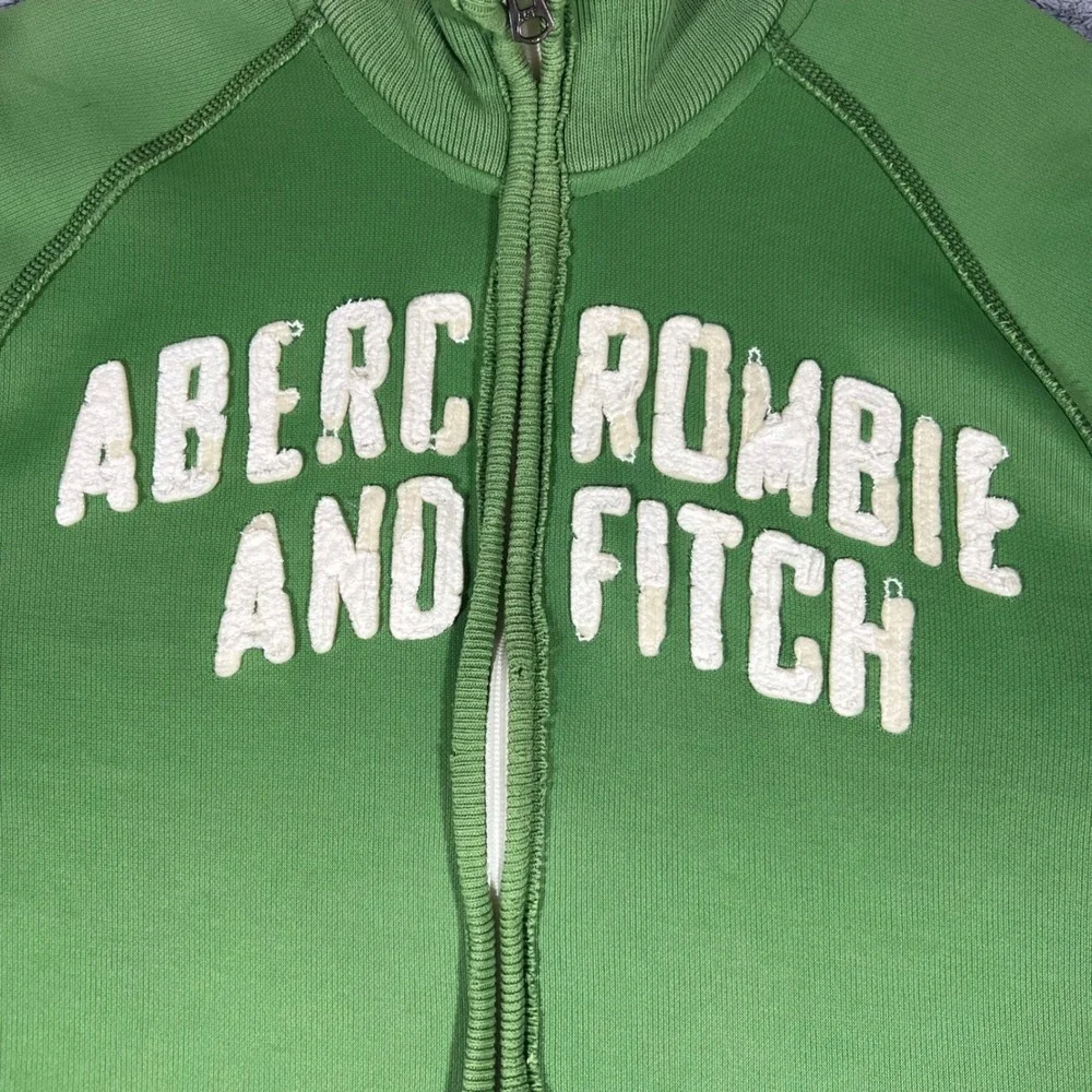 Abercrombie &‎ Fitch Mens Green Full Zip Track Jacket Large Vintage Y2K Athletic